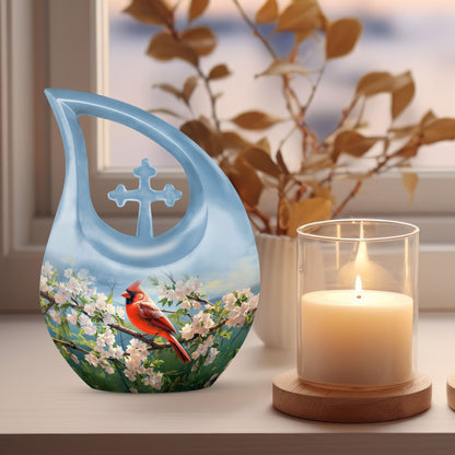 10 inch Cardinal Bird urn 