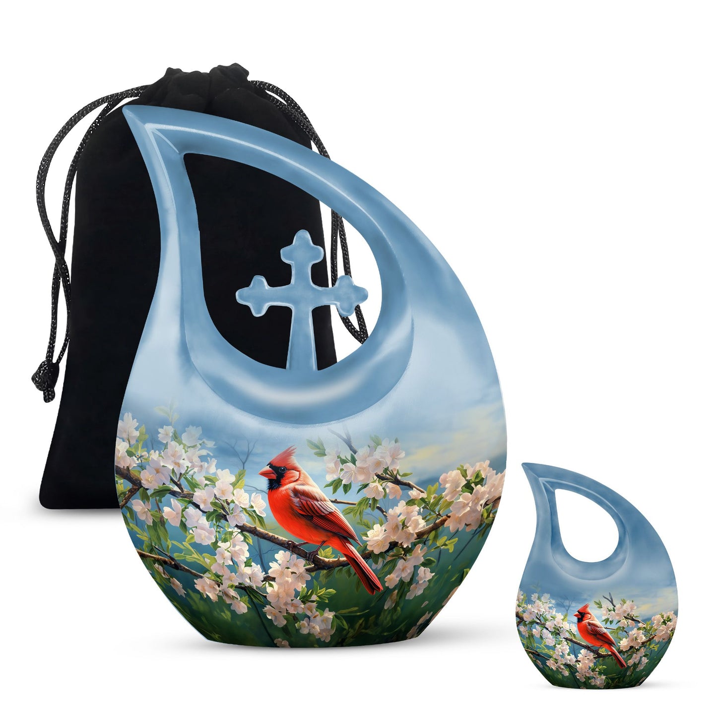 10 inch Cardinal Bird urn 