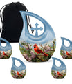 Cardinal Bird design Cross Drop Aluminium Cremation Urn