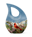 Cardinal Bird design Cross Drop Aluminium Cremation Urn