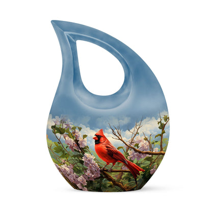 Cardinal Bird design Cross Drop Aluminium Cremation Urn