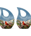 Cardinal Bird design Cross Drop Aluminium Cremation Urn