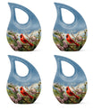Cardinal Bird design Cross Drop Aluminium Cremation Urn