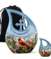 Cardinal Bird design Cross Drop Aluminium Cremation Urn