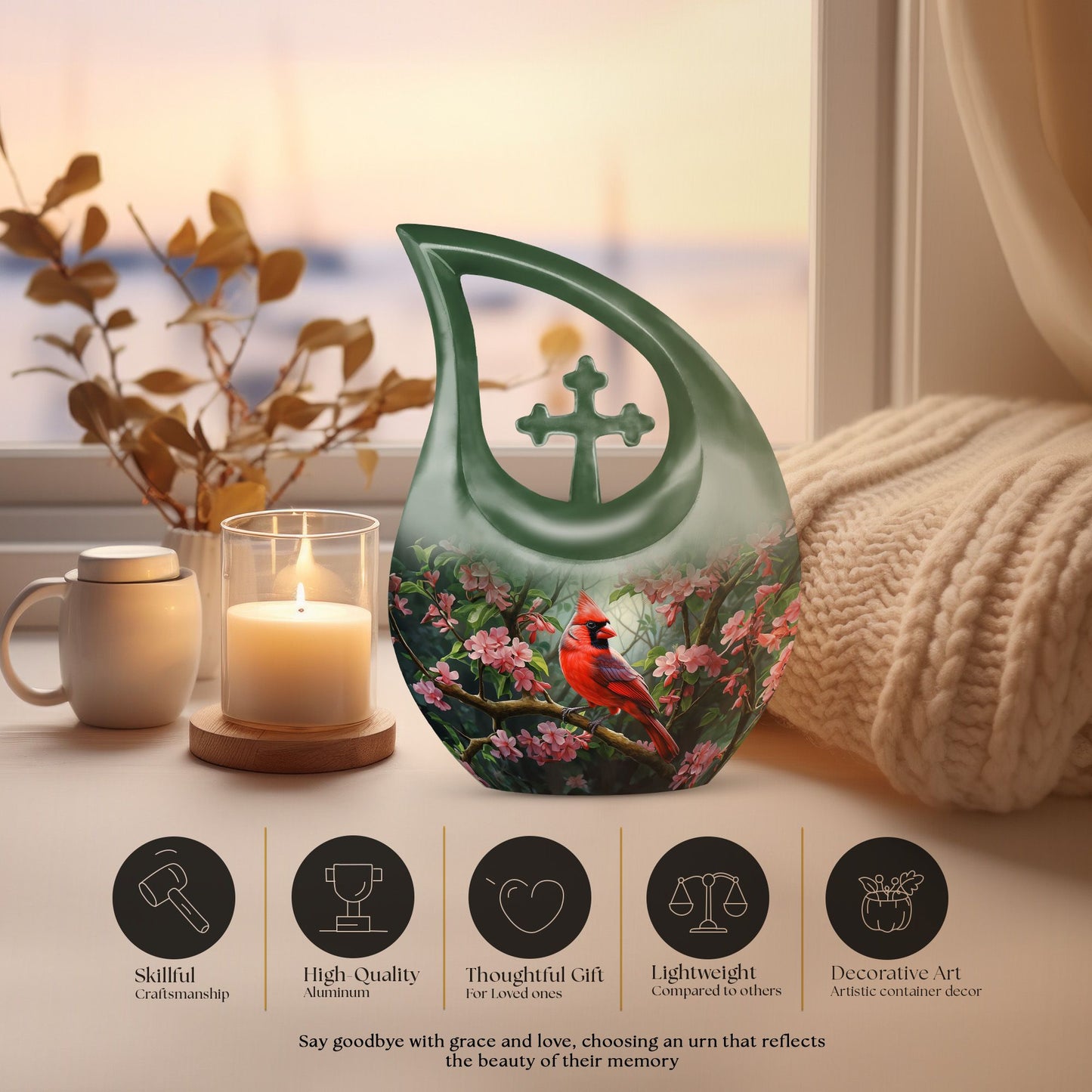 Cross Drop designed Cardinal Bird Urn
