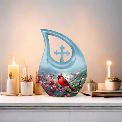 10-inch Cardinal Bird urn