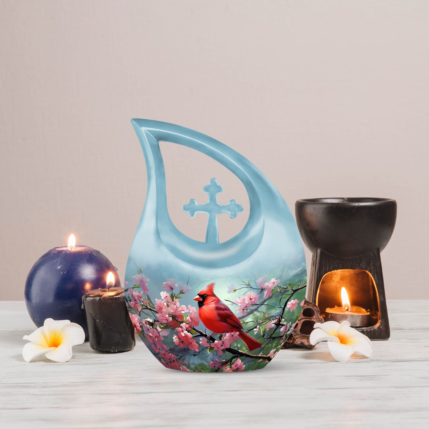 10-inch Cardinal Bird urn