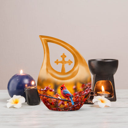 Medium sized Cardinal Bird Urn 