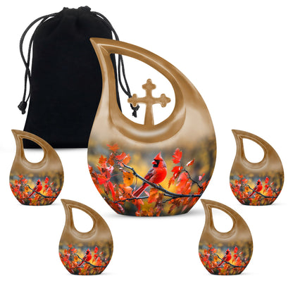 10-inch Cross Drop Design Cardinal Bird Urn