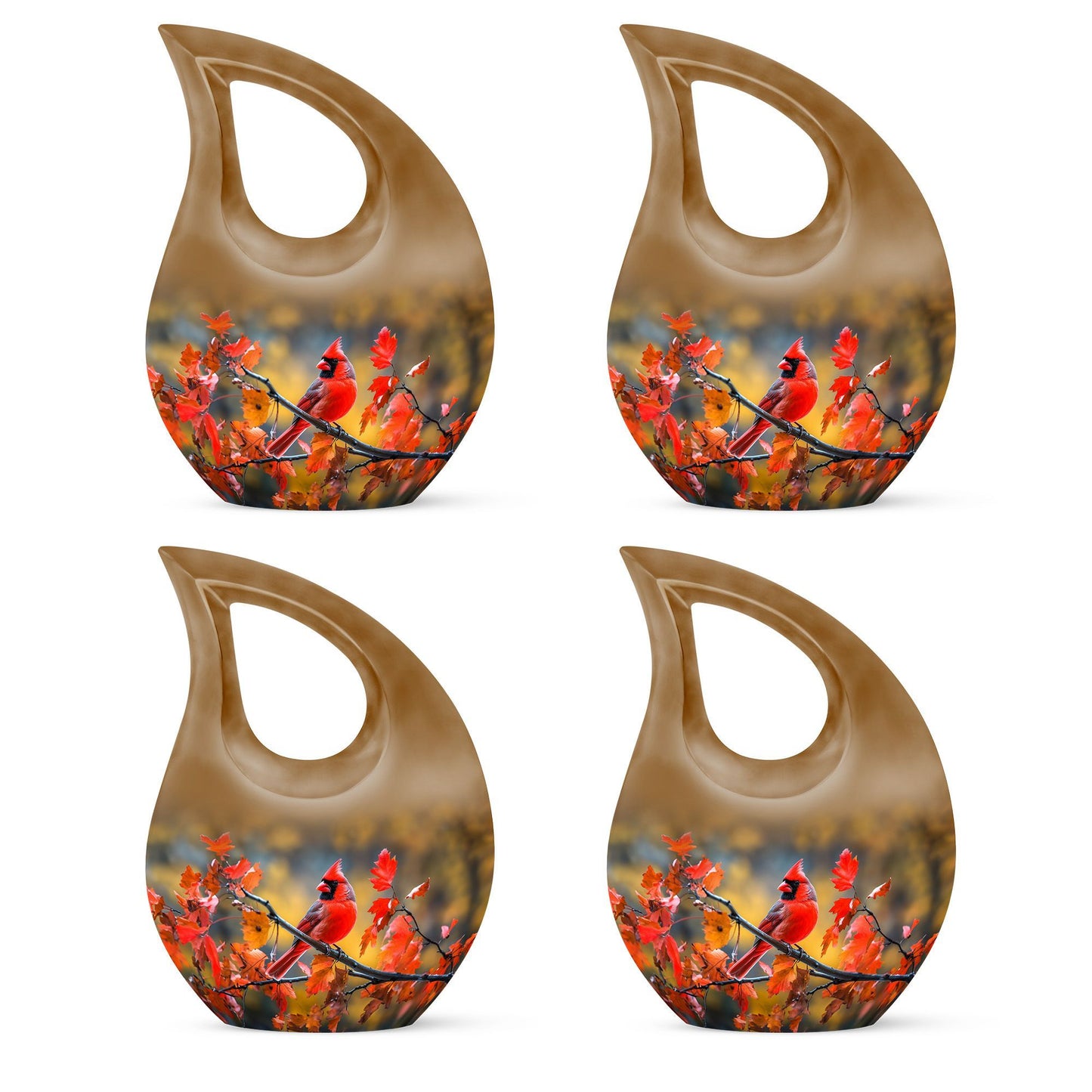 10-inch Cross Drop Design Cardinal Bird Urn