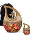 10-inch Cross Drop Design Cardinal Bird Urn