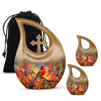 10-inch Cross Drop Design Cardinal Bird Urn