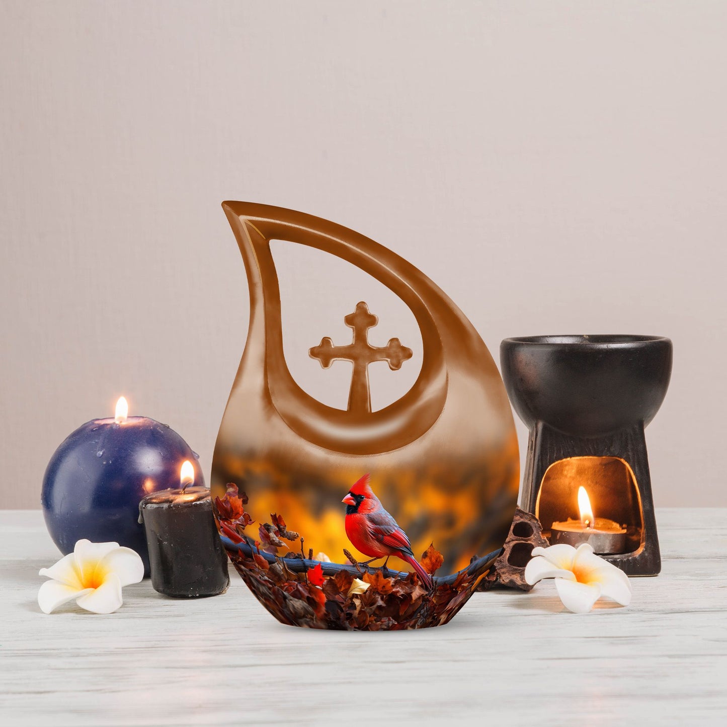 Large 10-inch Cardinal Bird Urn