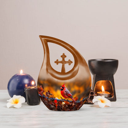 Large 10-inch Cardinal Bird Urn