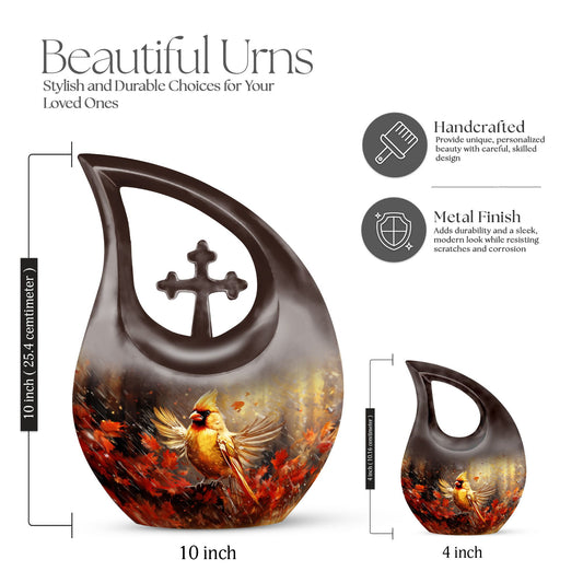 10-inch Cardinal Bird Urn 
