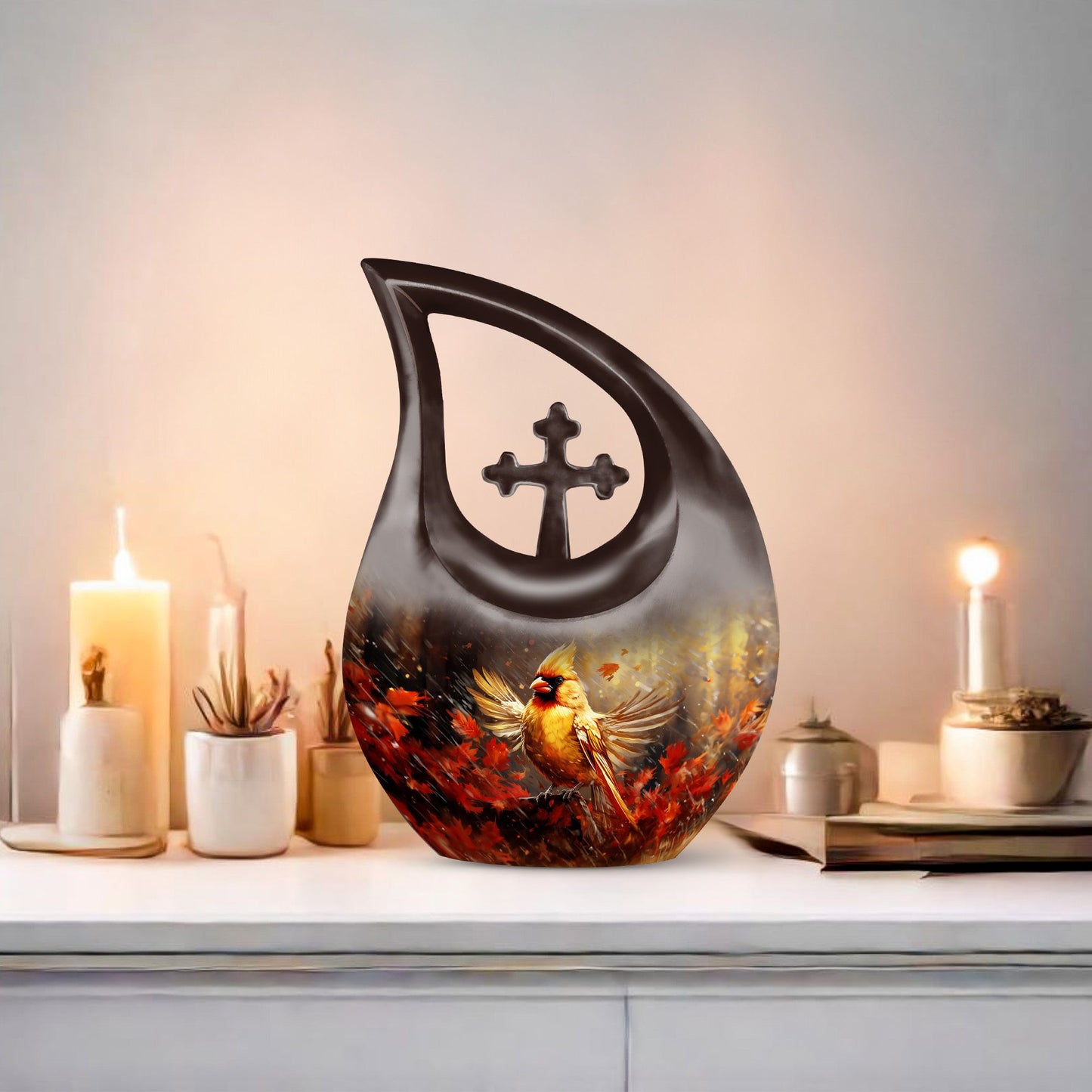 10-inch Cardinal Bird Urn 