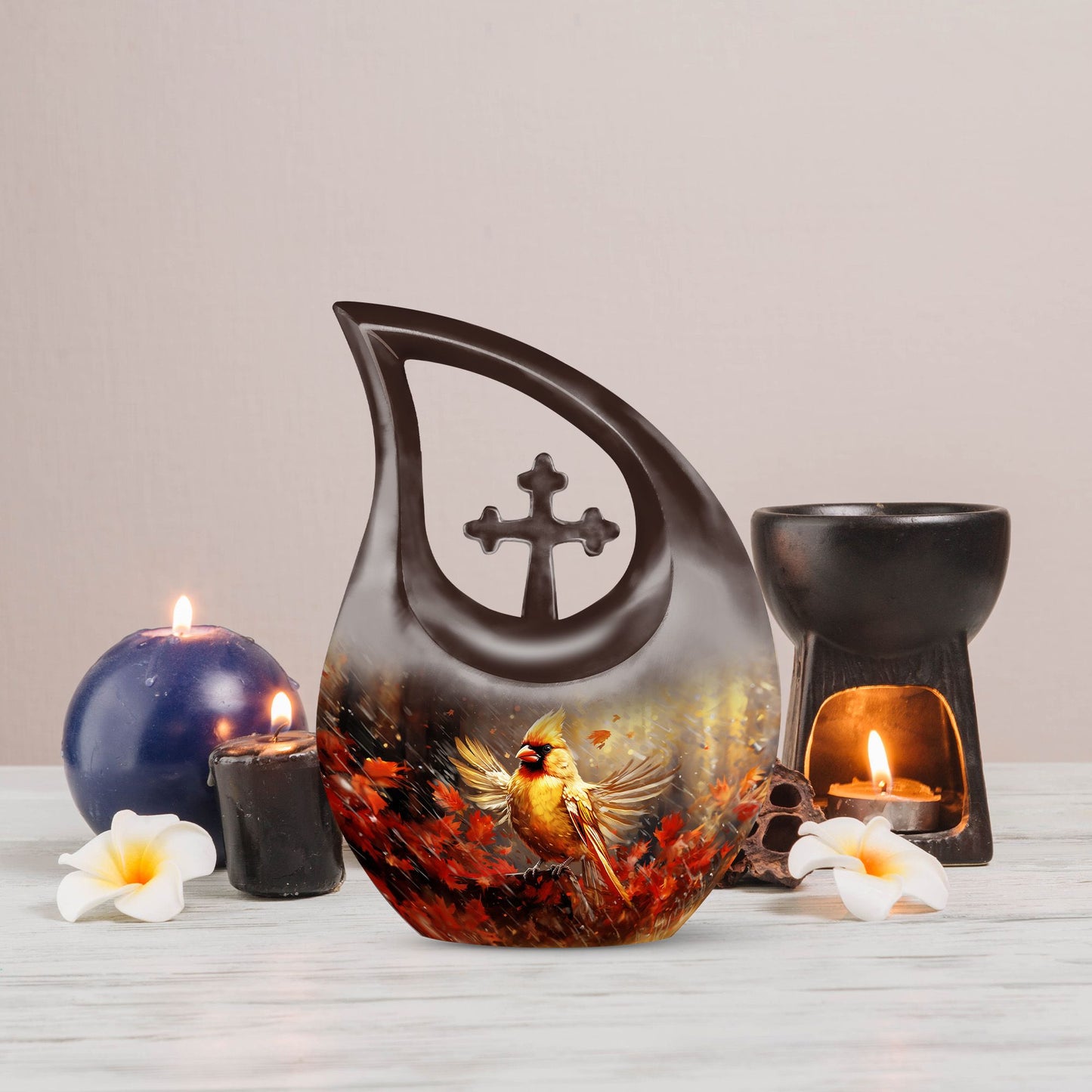 10-inch Cardinal Bird Urn 