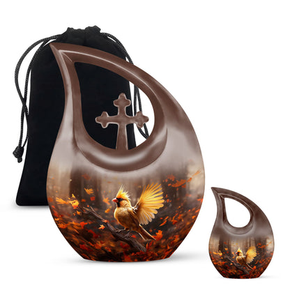 10 inch Cardinal Bird cross drop design urn