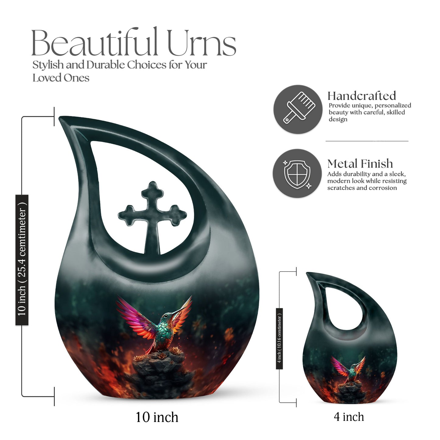 Large hummingbird cremation urn,