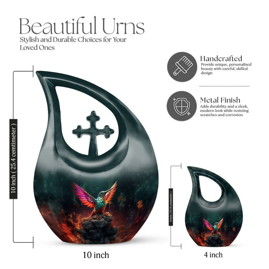 Large hummingbird cremation urn,