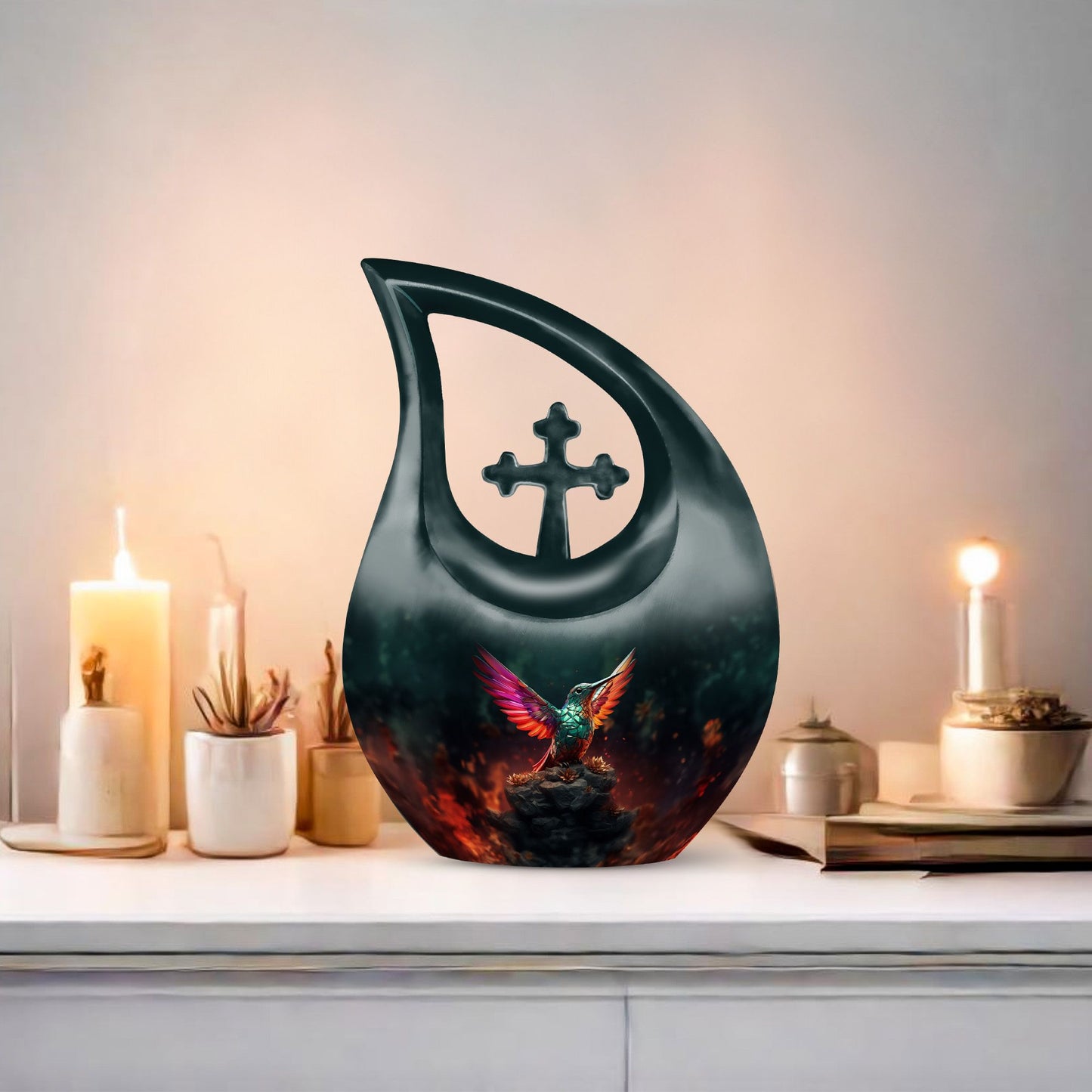 Large hummingbird cremation urn,