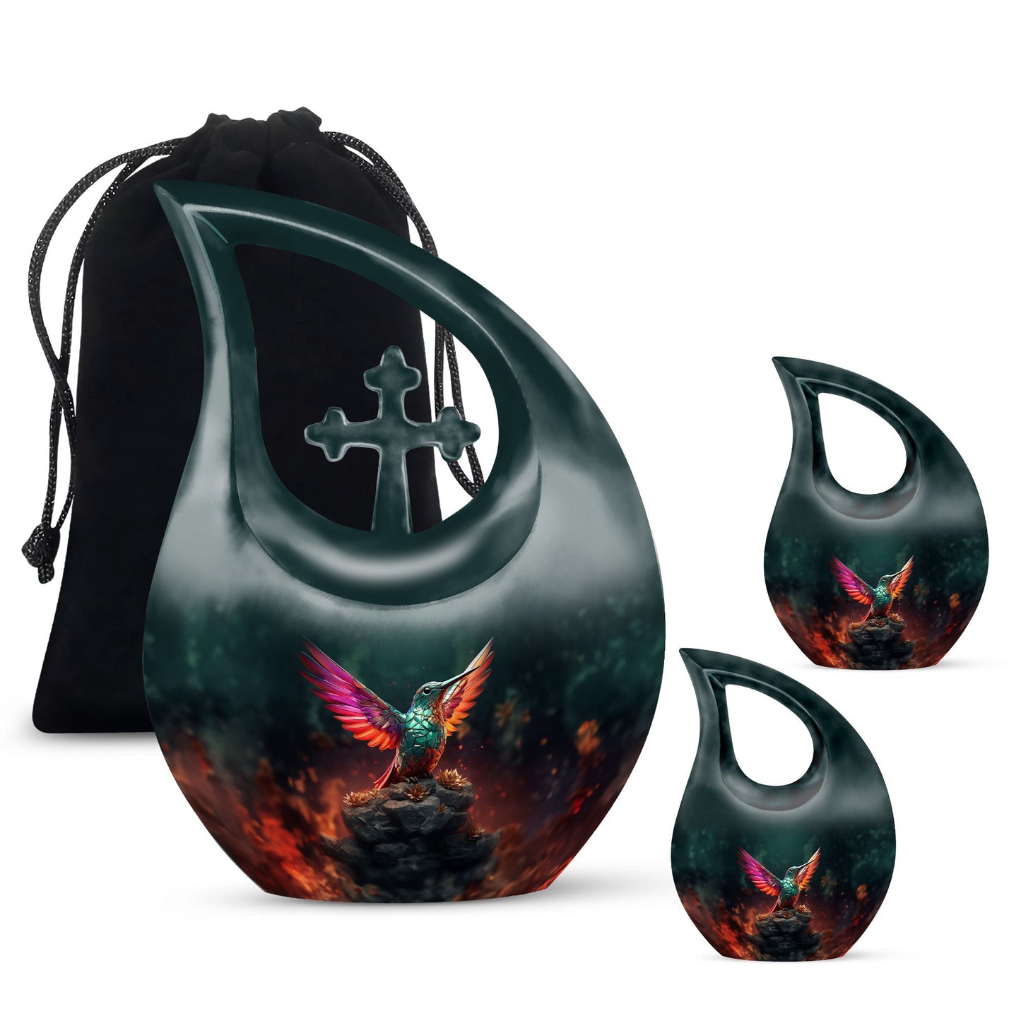 Large hummingbird cremation urn,