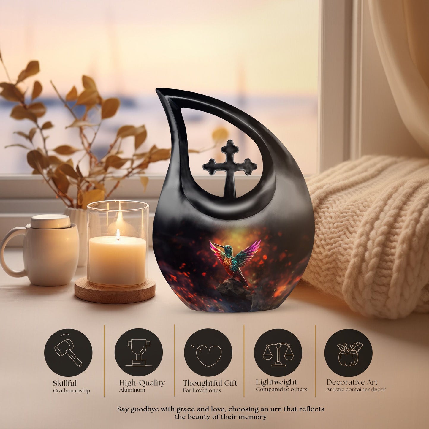 10-Inch Humming Bird Urn, 