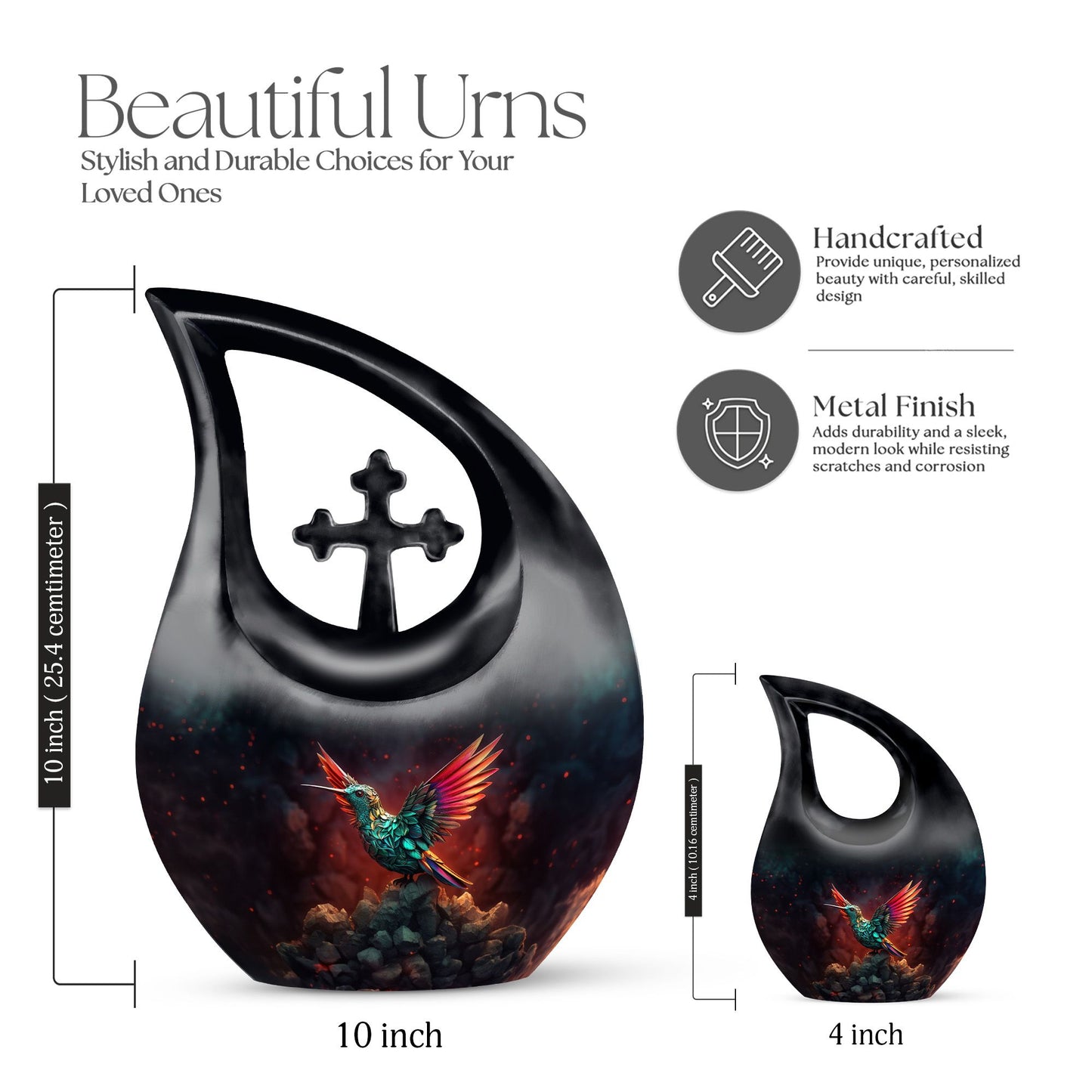 10 inch aluminium Humming Bird Urn 