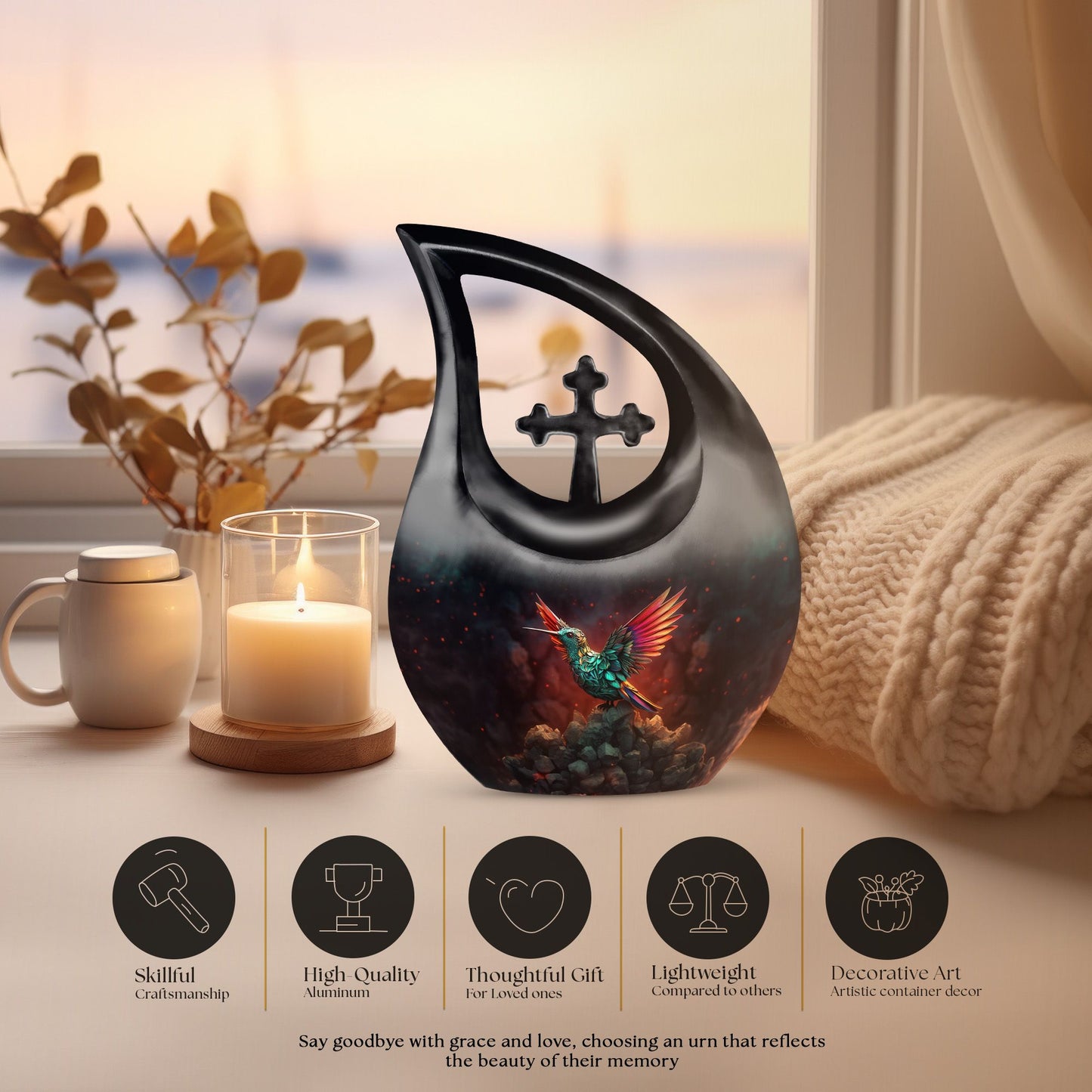 10 inch aluminium Humming Bird Urn 