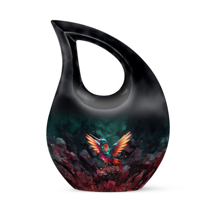 10 Inch, Cross Drop design Humming Bird Urn 