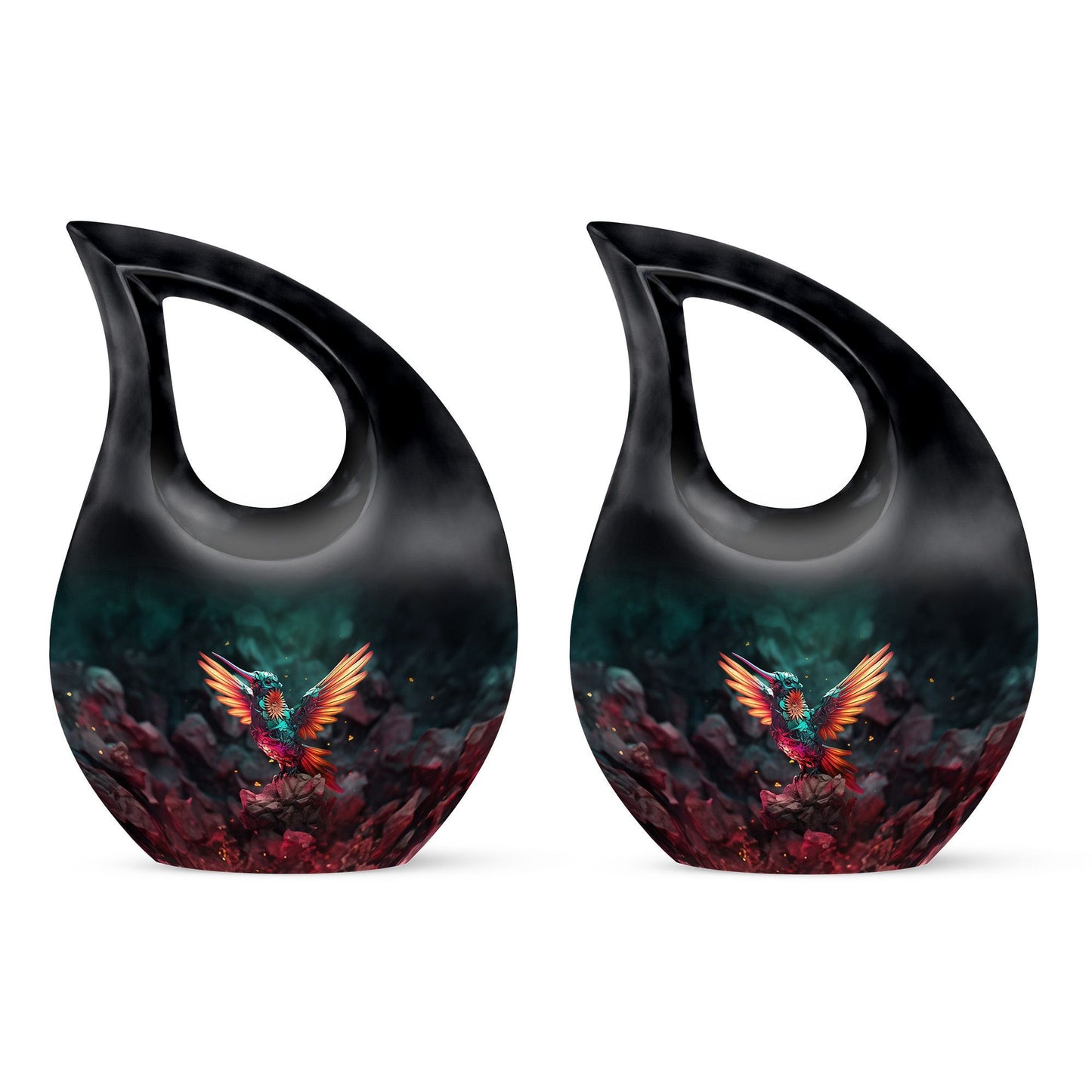 10 Inch, Cross Drop design Humming Bird Urn 