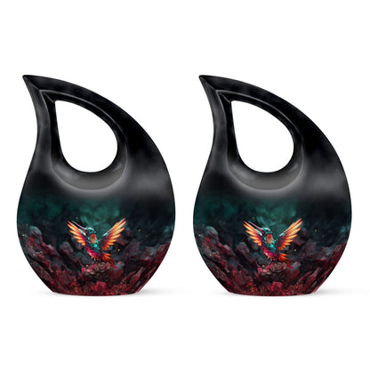 10 Inch, Cross Drop design Humming Bird Urn 