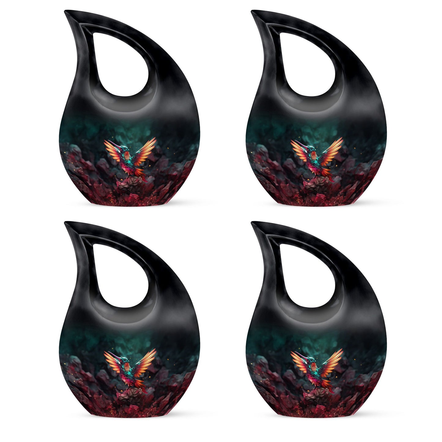10 Inch, Cross Drop design Humming Bird Urn 