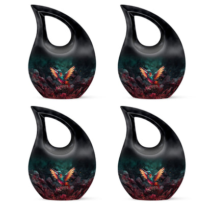 10 Inch, Cross Drop design Humming Bird Urn 