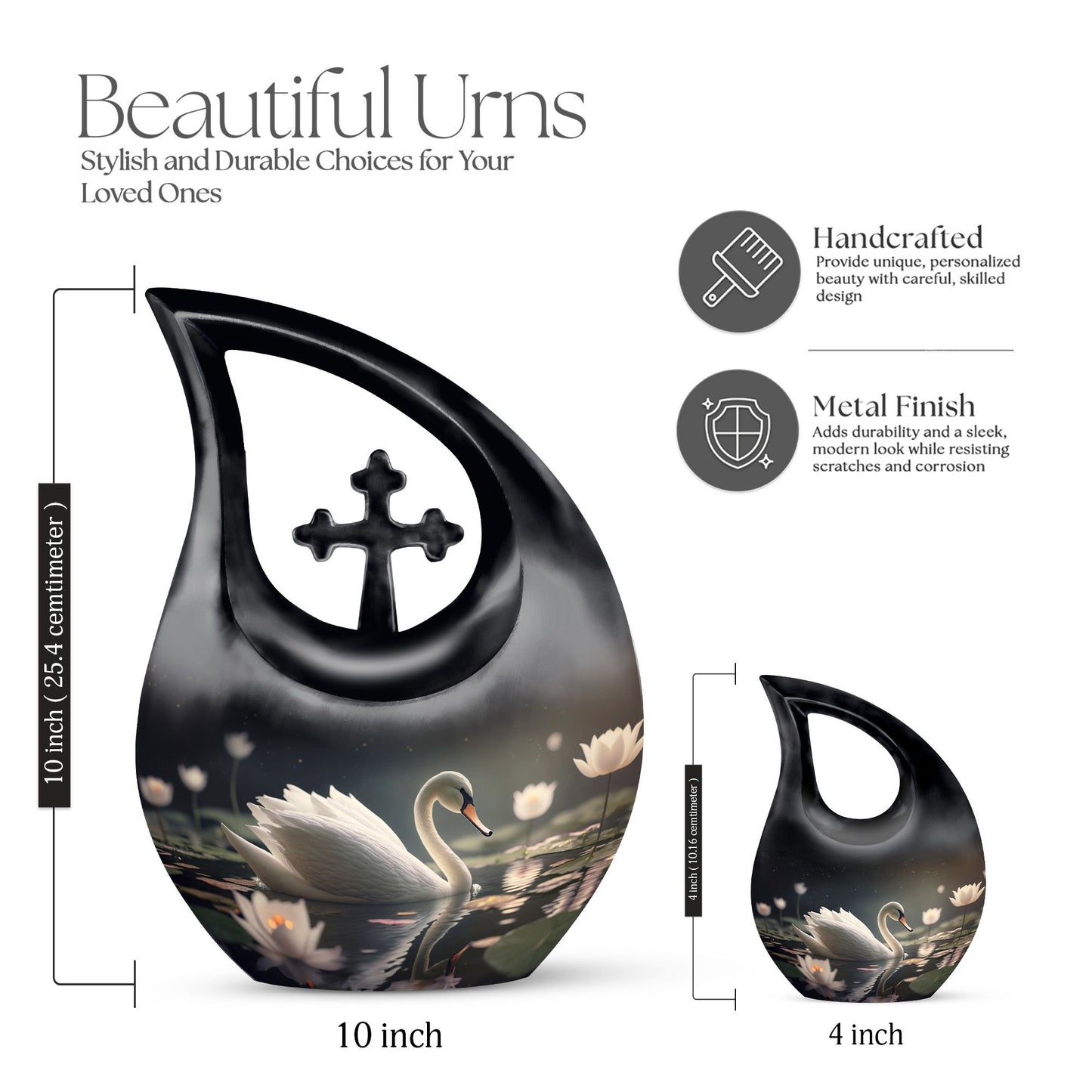 10-inch Swan Urn 
