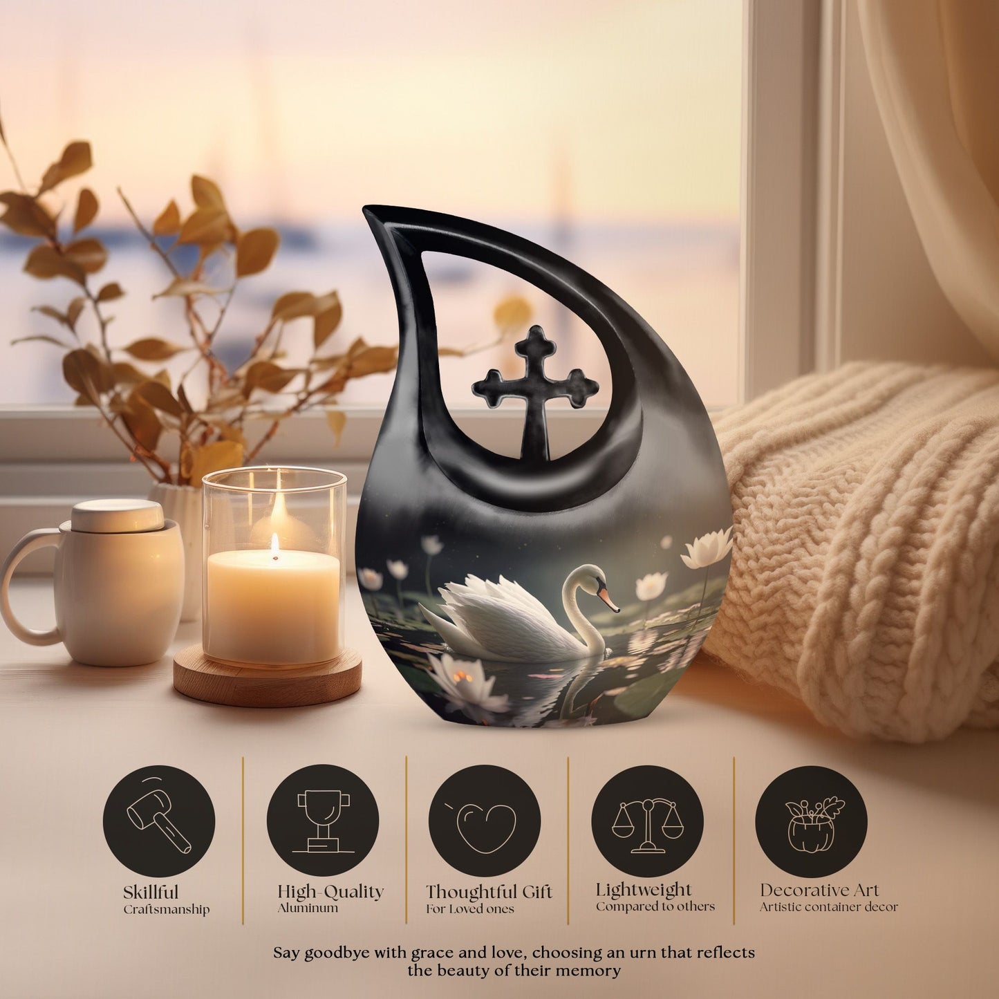 10-inch Swan Urn 