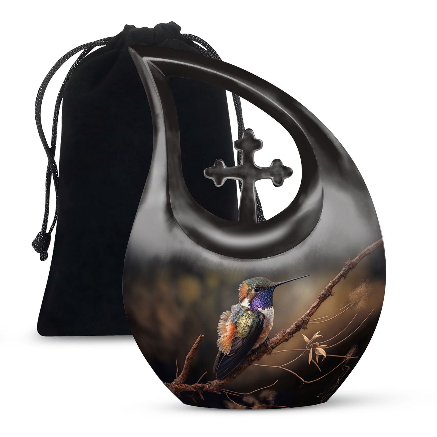 10 Inch Bird-themed Cross Drop Bird Urn,