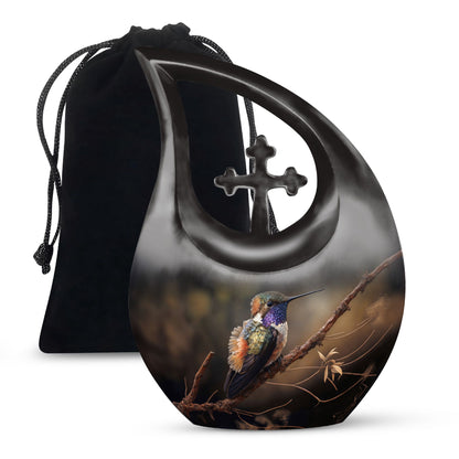 10 Inch Bird-themed Cross Drop Bird Urn,