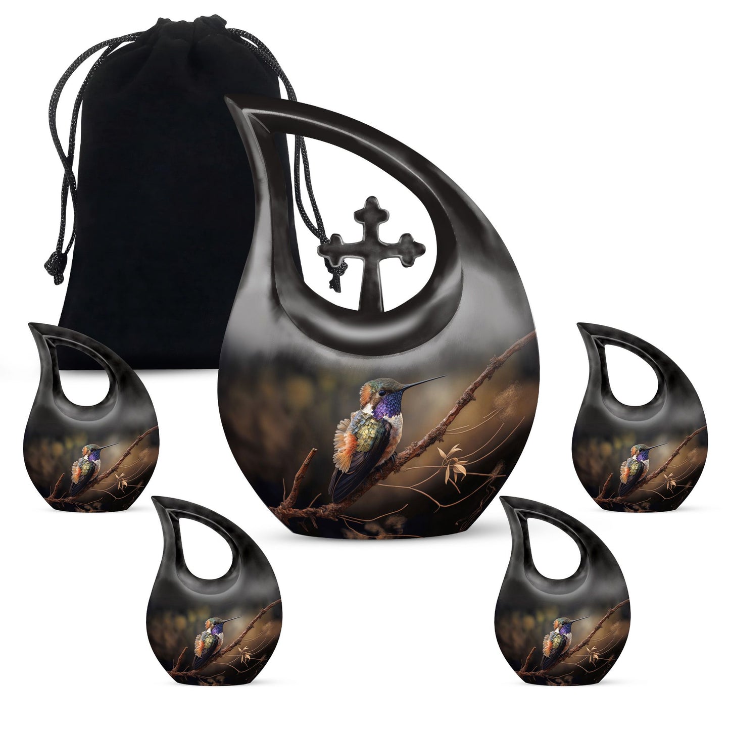 10 Inch Bird-themed Cross Drop Bird Urn,