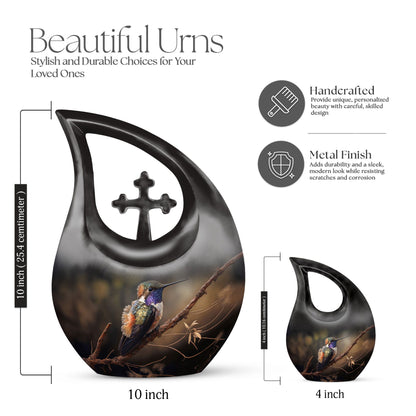 10 Inch Bird-themed Cross Drop Bird Urn,