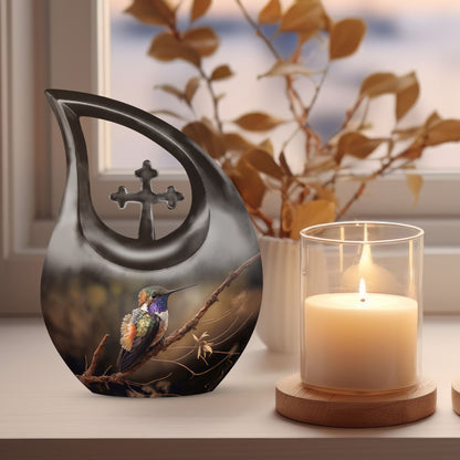 10 Inch Bird-themed Cross Drop Bird Urn,