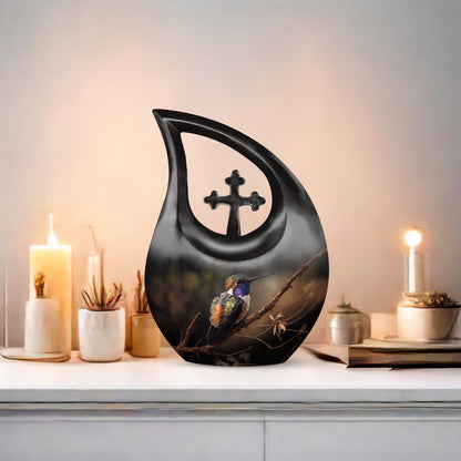 10 Inch Bird-themed Cross Drop Bird Urn,