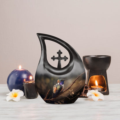 10 Inch Bird-themed Cross Drop Bird Urn,