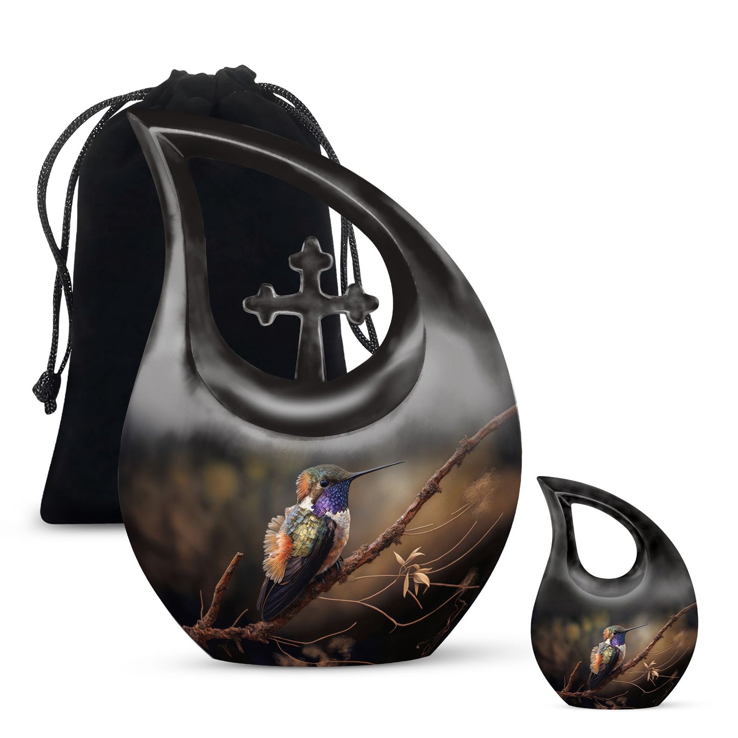 10 Inch Bird-themed Cross Drop Bird Urn,