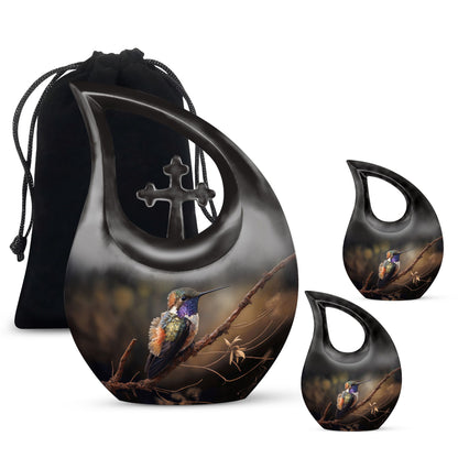 10 Inch Bird-themed Cross Drop Bird Urn,