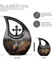 10-inch Bird-themed Cross Drop design cremation urn