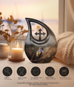 10-inch Bird-themed Cross Drop design cremation urn
