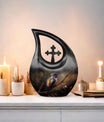 10-inch Bird-themed Cross Drop design cremation urn