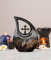 10-inch Bird-themed Cross Drop design cremation urn