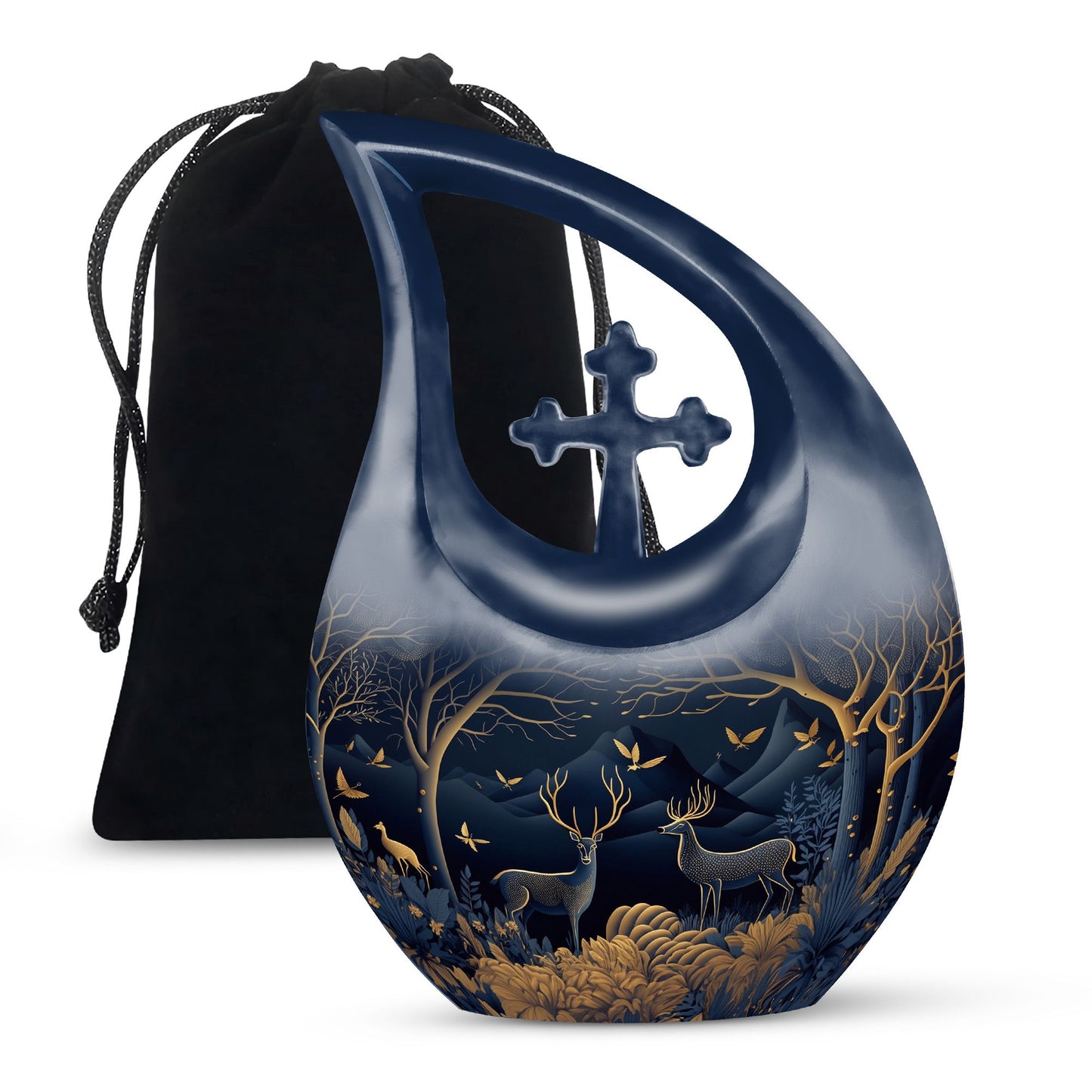 10-inch Deer Foreground Moon Urn